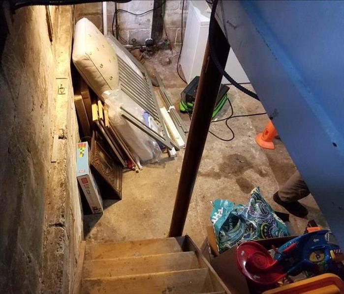 Water damage in a basement due to heavy rains in Montclair, NJ