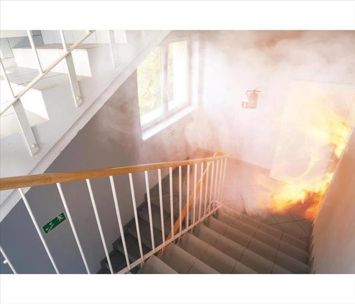 Big fire in a stairway, in a building in Montclair, NJ